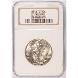 1943-S Walking Liberty Half Dollar NGC MS 65 GEM