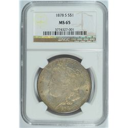 1878 S MORGAN DOLLAR NGC MS-65 GEM,  COLORS!