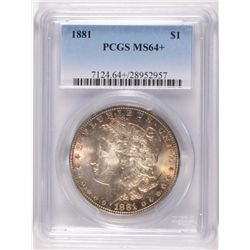 1881 MORGAN SILVER DOLLAR, PCGS MS-64+  GREAT COLOR!