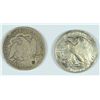 Image 2 : ( 2 ) SILVER HALF DOLLARS: 1877 SEATED, PLUGGED AND 1941-S WALKING LIBERTY