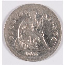 1856 SEATED HALF DIME AU+