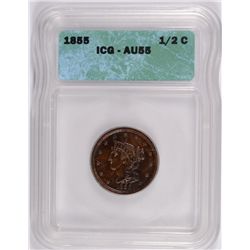 1855 HALF CENT ICG AU-55