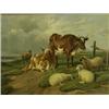 Image 1 : Circle of Thomas Sidney Cooper CATTLE AND SHEEP IN A LANDSCAPE a matched pair, bears signat...