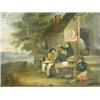 Image 1 : 19th Century, Naive School SAILORS SEATED OUTSIDE A TAVERN oil on canvas, inscribed verso '...