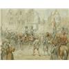 Image 1 : Charles Cattermole A MEDIEVAL PAGEANT SCENE unsigned, inscribed to old mount verso, waterco...