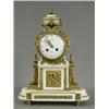 Image 1 : A 19th century French white marble and gilt metal mounted mantel clock, the white enamel dial...
