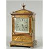 Image 1 : An early 19th century rosewood and brass inlaid mantel clock, the square silvered dial with an...