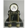 Image 1 : A late 19th century black marble mantel clock with eight day striking Brocot movement, stamped...