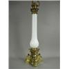 Image 1 : A Victorian white glass and brass table lamp with label 'Palmer & Co. Patent' Est. 200/300...