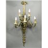Image 1 : A large 19th century gilt bronze five branch Louis XVI style wall light, decorated with female...