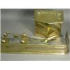 Image 1 : A brass fender, coal bin, fire irons and rests Est. 100/150...