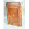 Image 1 : A George III oak and mahogany banded hanging corner cupboard, the door inlaid with a conch-she...