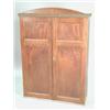 Image 1 : A George III mahogany two door cupboard with an arched pediment (no shelves), 88cm wide x 125c...
