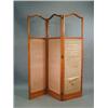 Image 1 : An Edwardian strung satinwood three fold screen with glazed and silk panels, (silk panels A/F)...