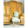 Image 1 : A good quality walnut veneered bedroom suite comprising a triple wardrobe, tallboy, bed headbo...