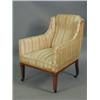 Image 1 : A Sheraton revival side chair with foliate striped material on satinwood crossbanding Est....