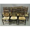 Image 1 : A set of twelve 19th century Lancashire rush seated spindle back chairs Est. 1400/1600...