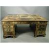 Image 1 : A large Beresford & Hicks mahogany partners desk with a tooled leather writing surface, 77cm h...