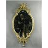 Image 1 : A 19th century gilt gesso girandole, the oval mirror behind three scrolled sconces, now painte...