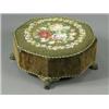 Image 1 : A Victorian octagonal footstool with a needlework seat on four lacquered bronze hoof feet E...