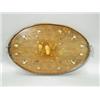 Image 1 : A late 19th century mahogany oval tray inlaid with musical instruments and brass carrying hand...