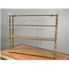 Image 1 : An early 19th century oak graduated and stepped four tier wall hanging shelf, with turned pill...