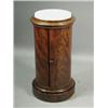 Image 1 : A Victorian mahogany cylindrical pot cupboard with an inset white marble top, 38cm diameter<br...
