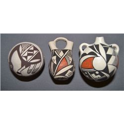 THREE ACOMA POTTERY ITEMS