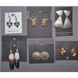 SIX PAIRS OF PUEBLO EARRINGS