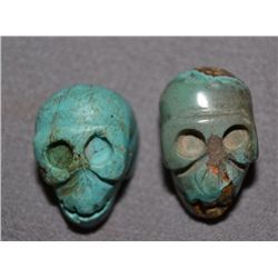 TWO TURQUOISE SKULLS