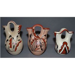 THREE JEMEZ POTTERY WEDDING VASES