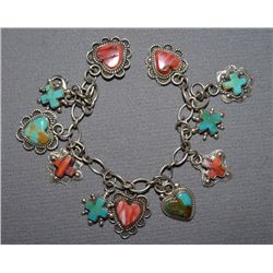 NAVAJO SILVER CHARM BRACELET