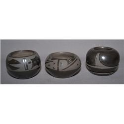 THREE SANTA CLARA POTTERY BOWLS