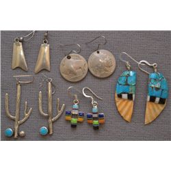 FIVE PAIR PUEBLO EARRINGS