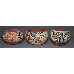 THREE JEMEZ POTTERY BOWLS
