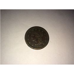 1850 BRAIDED HAIR LARGE CENT XF