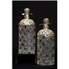 Image 1 : A pair of late Victorian pressed clear glass cylindrical decanters, with silver mounted stoppers,