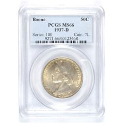 1937-D BOONE COMMEN HALF DOLLAR PCGS MS-66