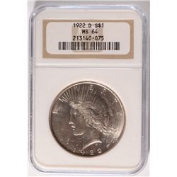 1922-D PEACE DOLLAR NGC MS-64