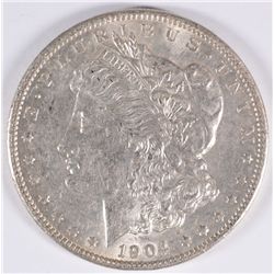 1904 MORGAN SILVER DOLLAR, AU-58