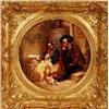 Image 1 : Robinson. "Will you have me"? courting couple with kitten, on panel, bears exhibition label verso