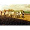Image 1 : J. Pohaen. Ploughing scene with white oxon, on canvas, signed lower left, 57.5cm x 77.5cm, 22 3/4