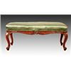 Image 1 : A mid Victorian rectangular stool, stuffed over seat, on a walnut frame, on four cabriole legs wi