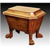 Image 1 : A George IV mahogany sarcophagus shaped cellaret, satinwood banding to lid, fluted moulding above