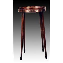 A George III small mahogany oval occasional table, wavy gallery, fitted with a candleslide, on sq
