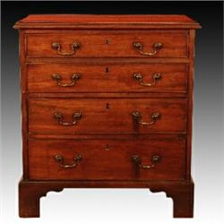 A George III style mahogany chest, with four graduated cockbeaded drawers, brass swan neck handle