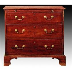 A George III mahogany chest, circa 1785, fitted with brushing slide and three graduated long cock