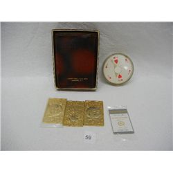 (3) 23k Gold Plated Pokemon Cards, Round Playing Cards, Liberty Tool & Die Corp. Bridge Set