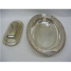 Silver-plated Butter Dish and Serving Bowl