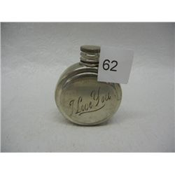 Small Silver Flask w/ I Love You Engraving, by Hoffritz, England